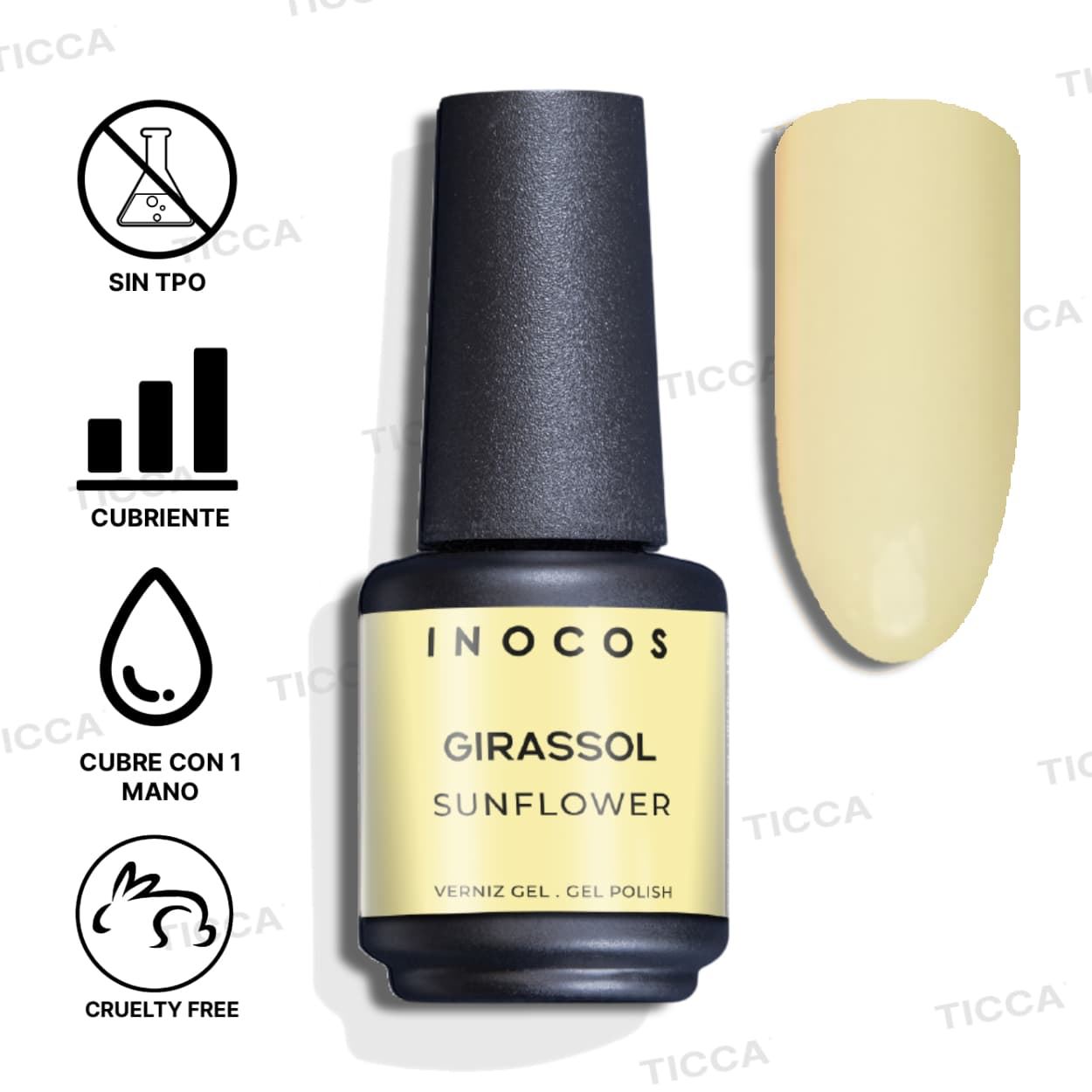 Esmlate Semipermanente Amarillo Pastel Girasol 15ml | Inocos - Imagen 2