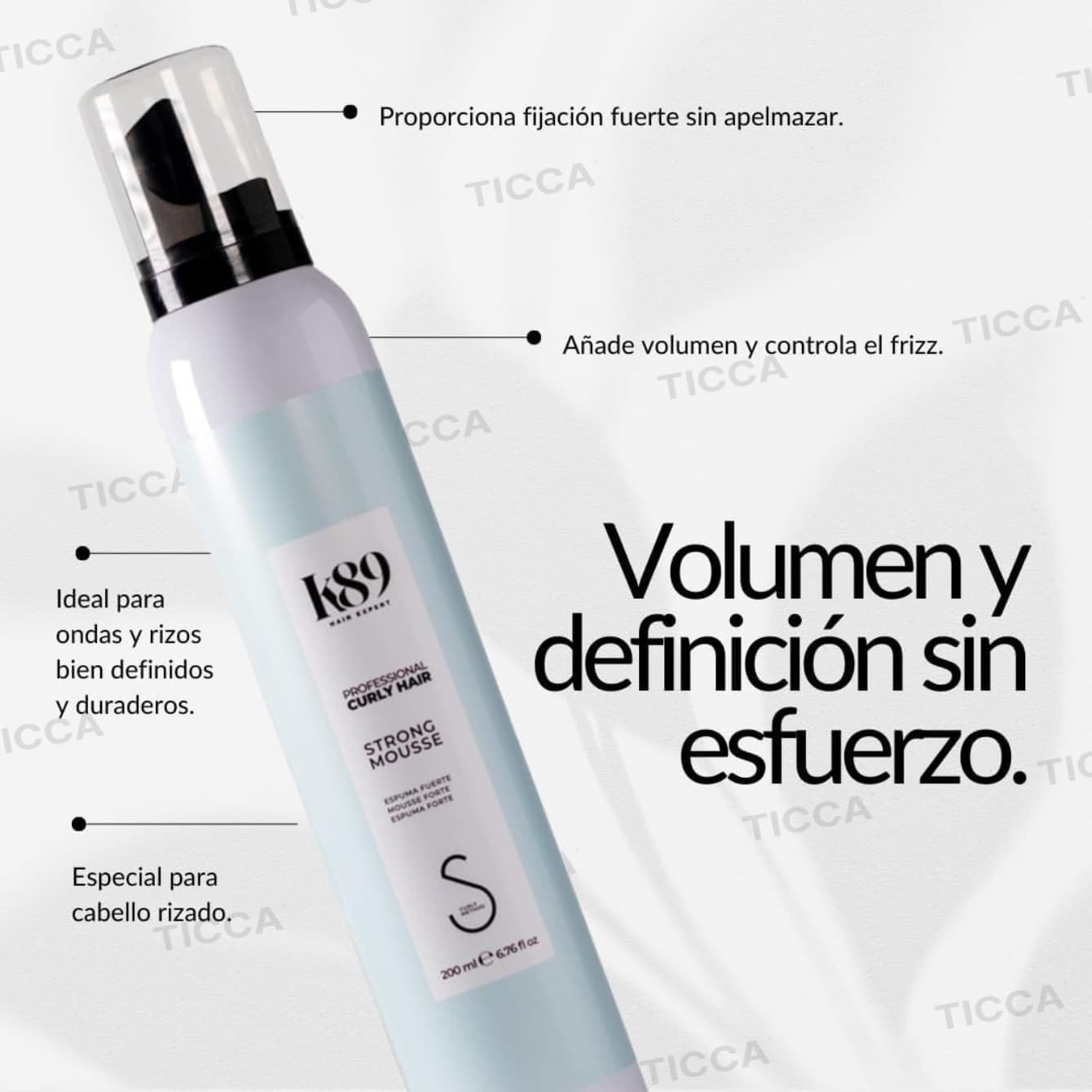 ESPUMA FUERTE STRONG MOUSSE PROFESSIONAL CURLY HAIR 200ml | K89 - Imagen 3
