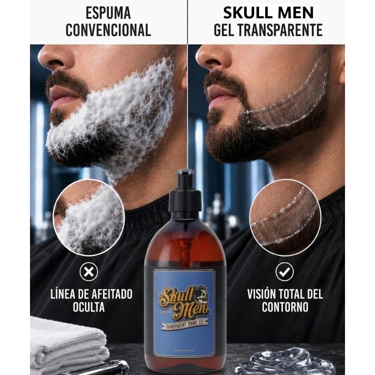 Gel de Afeitado Transparente Profesional Blue Ocean 500ml | Skull Men - Imagen 2