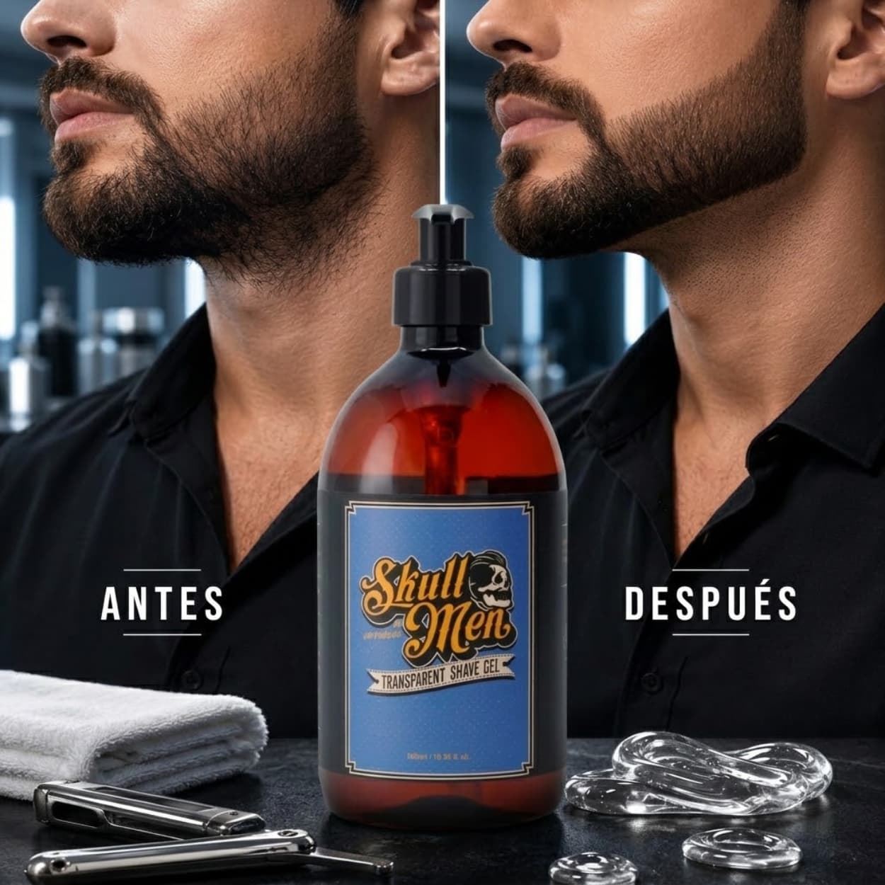 Gel de Afeitado Transparente Profesional Blue Ocean 500ml | Skull Men - Imagen 3