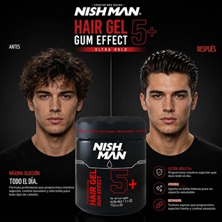 Gomina Profesional Gum Effect Gel N5+ Extrafuerte 750ml | Nishman - Imagen 2