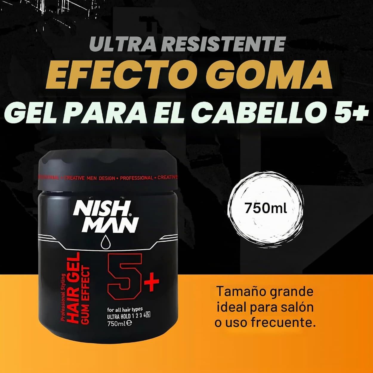 Gomina Profesional Gum Effect Gel N5+ Extrafuerte 750ml | Nishman - Imagen 3