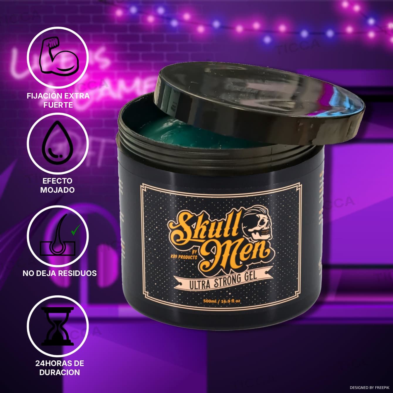 GOMINA ULTRA STRONG GEL 500ml | SKULL MEN - Imagen 1