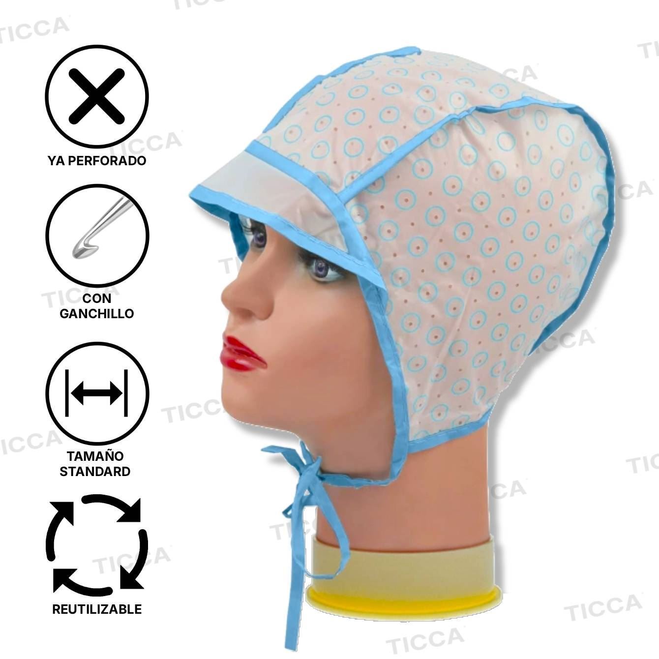 GORRO PARA MECHAS DE PVC PERFORADO CON GANCHILLO | RICKI PARODI - Imagen 1