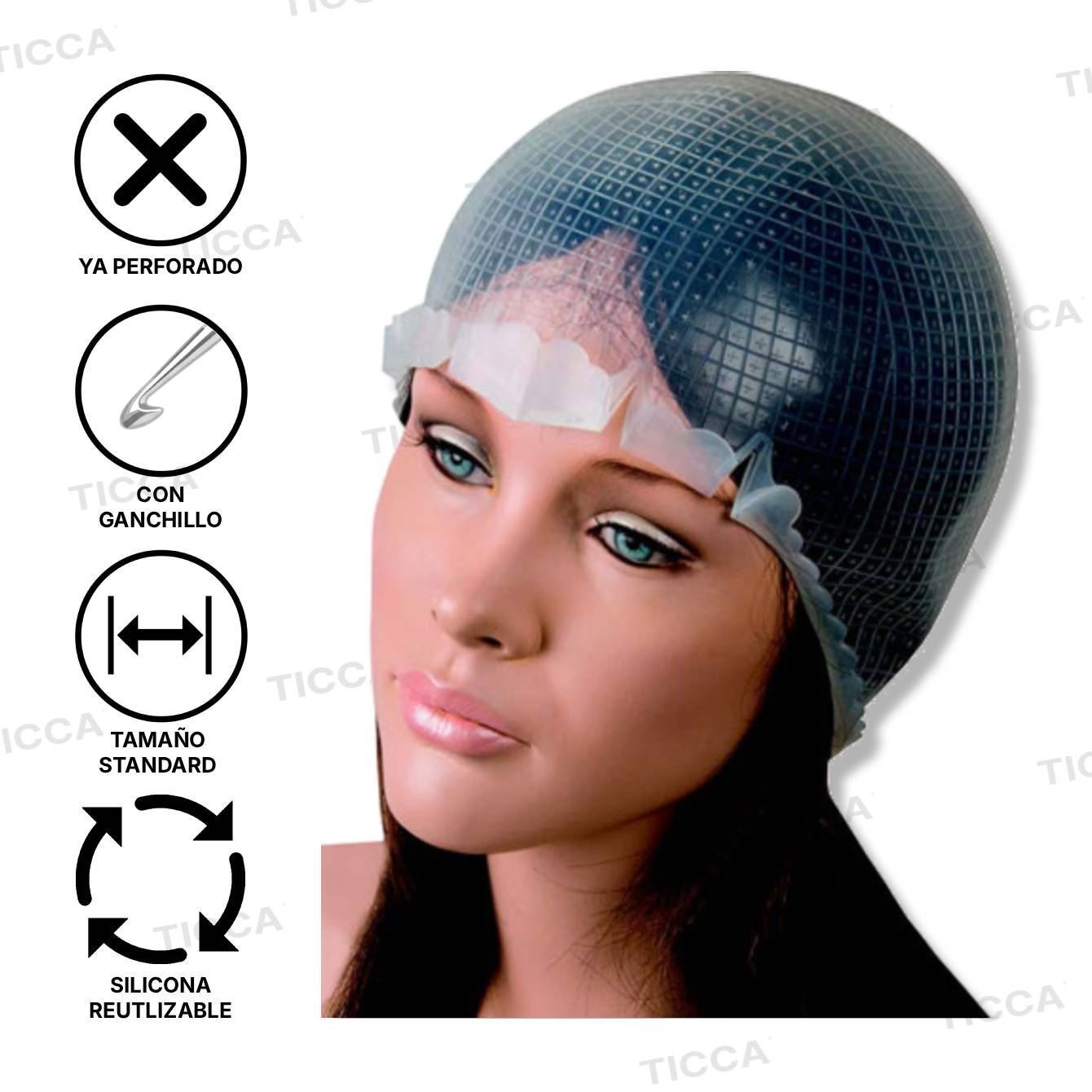 GORRO PARA MECHAS DE SILICONA PERFORADO CON GANCHILLO | EUROSTIL - Imagen 1