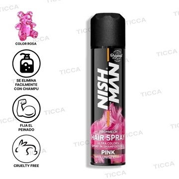 LACA EN SPRAY DE COLOR ROSA 150ml | NISHMAN - Imagen 1