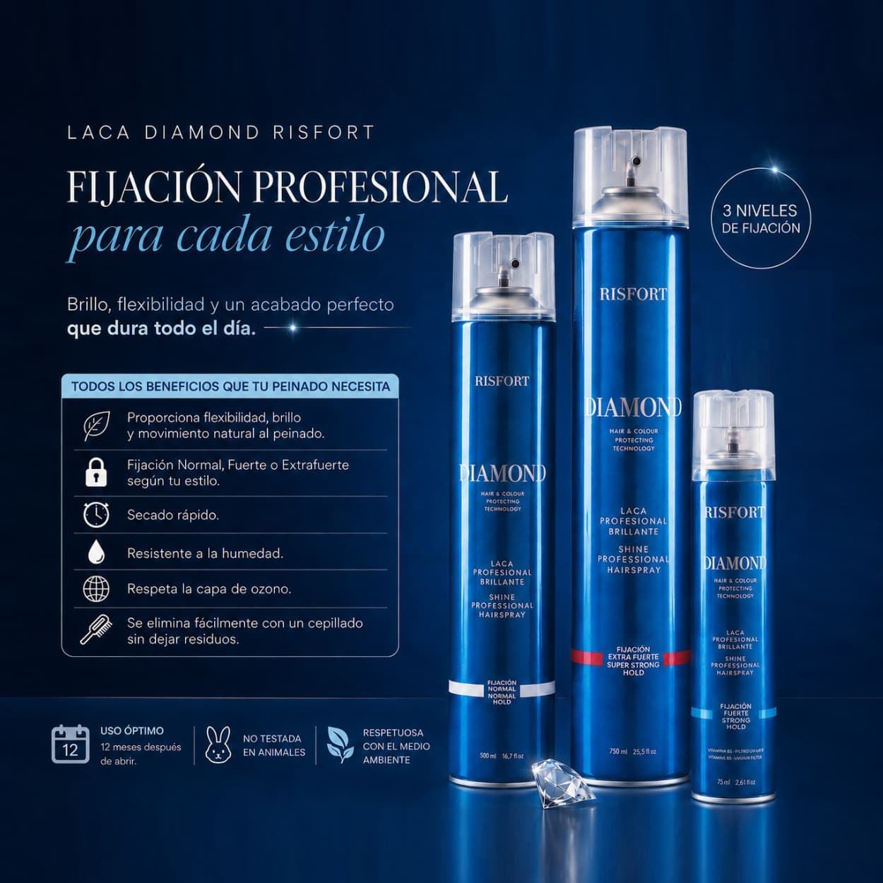 Laca Profesional Diamond Extra Fuerte 750ml | Risfort - Imagen 2