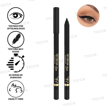 LAPIZ DE OJOS MUY SUAVE WATERPROOF NEGRO "TATTOO #101" 1,6g | GOLDEN ROSE - Imagen 1
