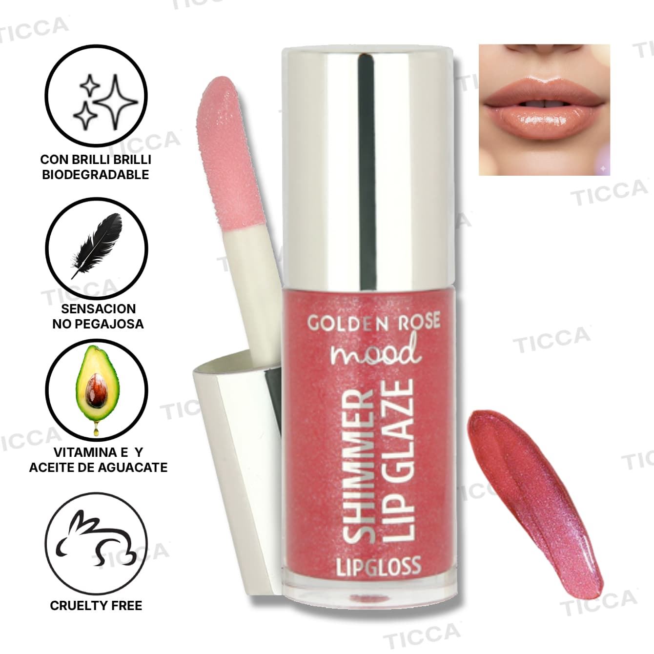 LIPGLOSS SHIMMER LIP GLAZE "PEACH FIZZ" #252 6ml | GOLDEN ROSE - Imagen 1