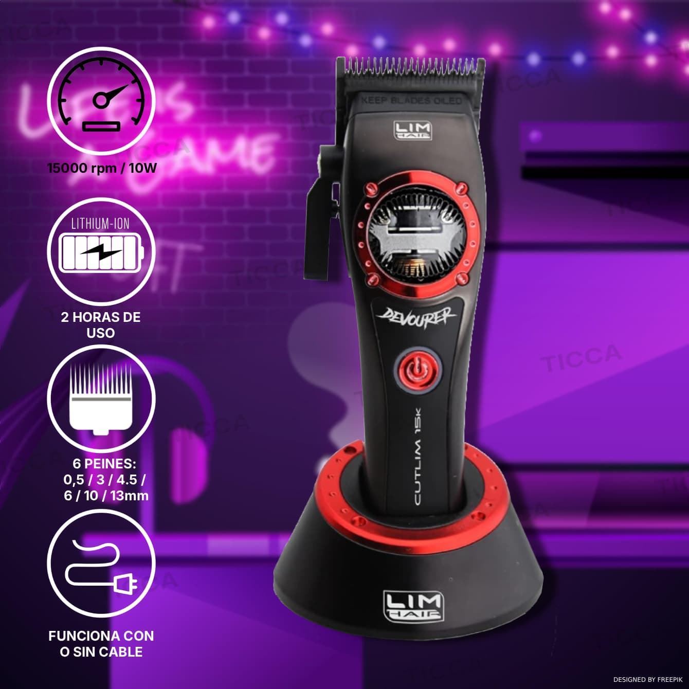 Maquina de Corte Vectorial 15000rpm 10W Clipper Cutlim Devourer| Lim Hair - Imagen 1