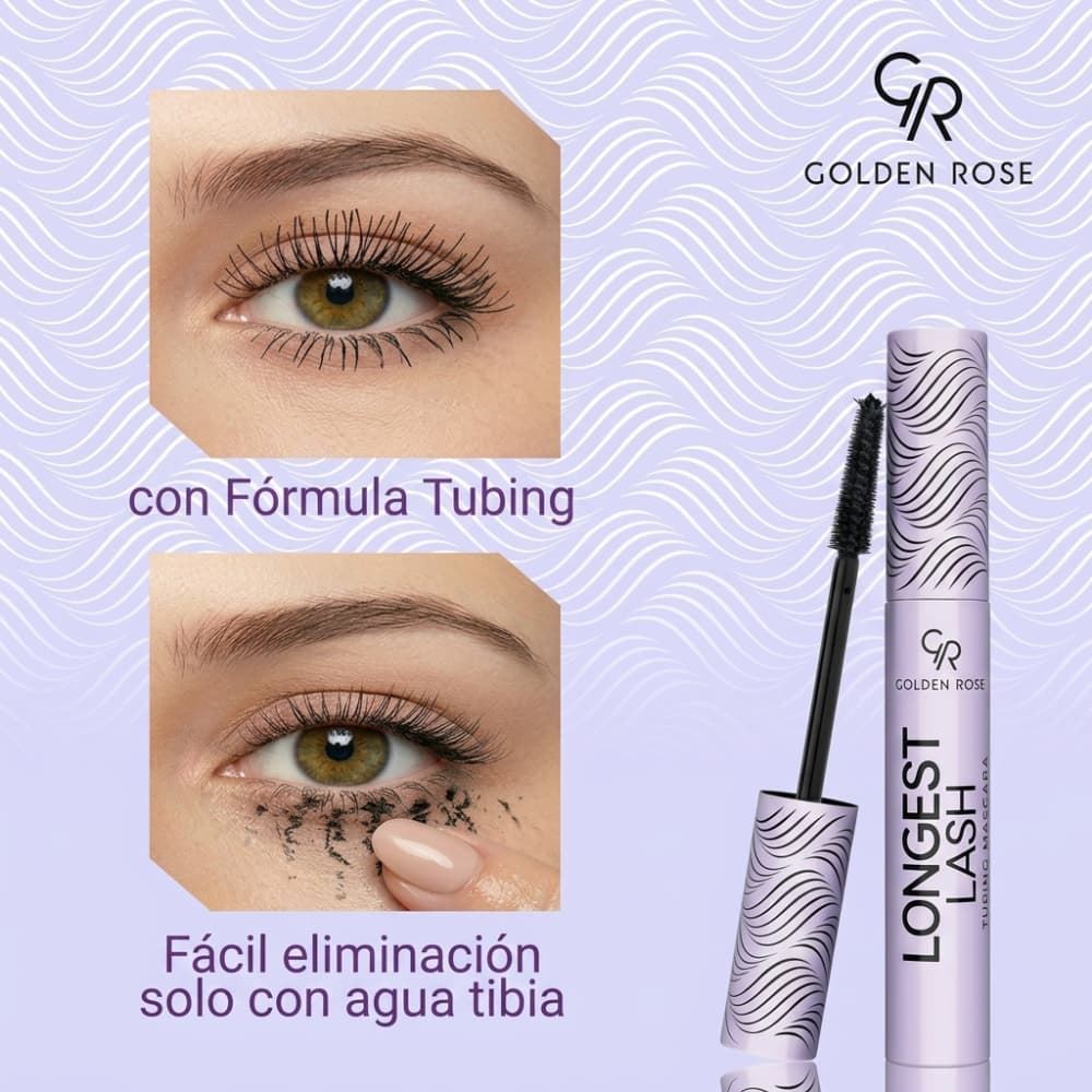 Mascara de pestañas efecto extensión pestañas Tubing Longest Lash 9ml | Golden Rose - Imagen 3