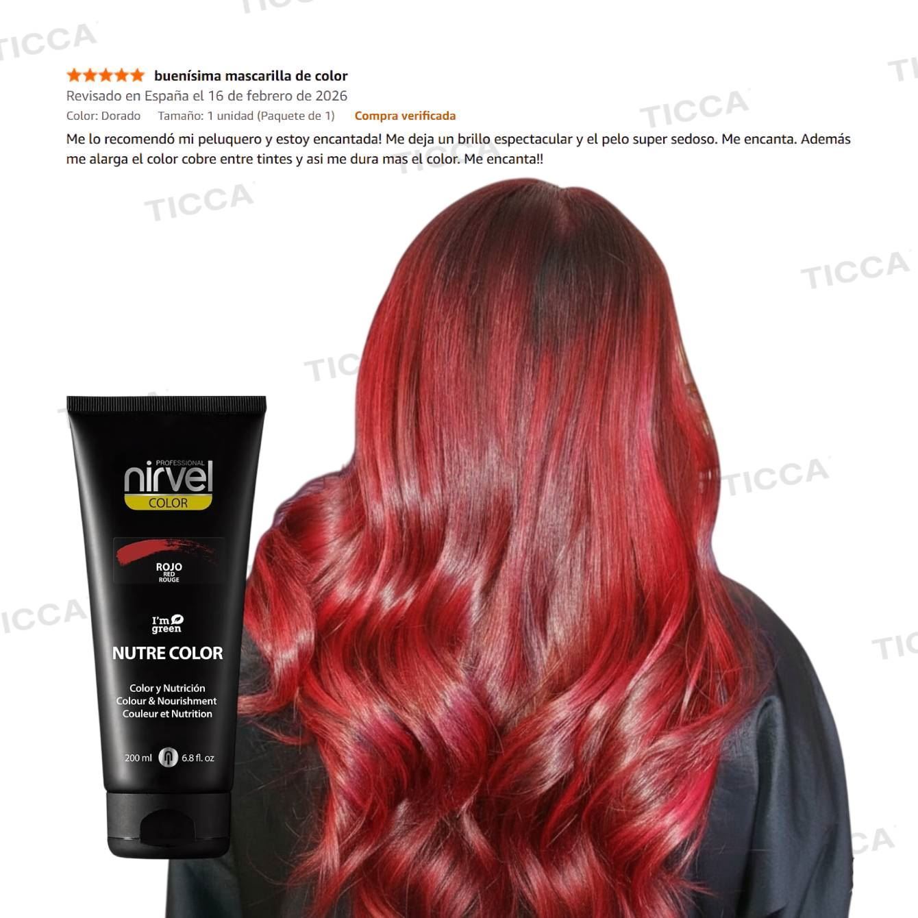 Mascarilla de Color Rojo Nutre Color 200ml | Nirvel Profesional - Imagen 4