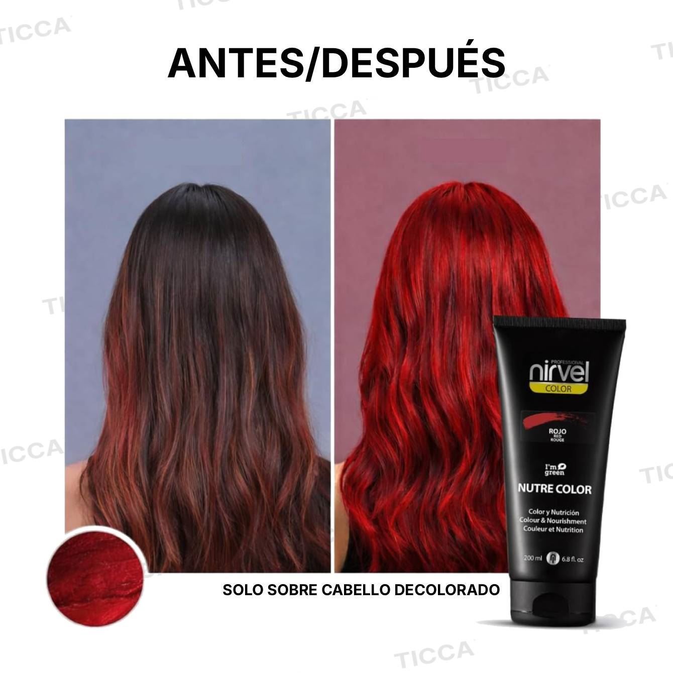 Mascarilla de Color Rojo Nutre Color 200ml | Nirvel Profesional - Imagen 6