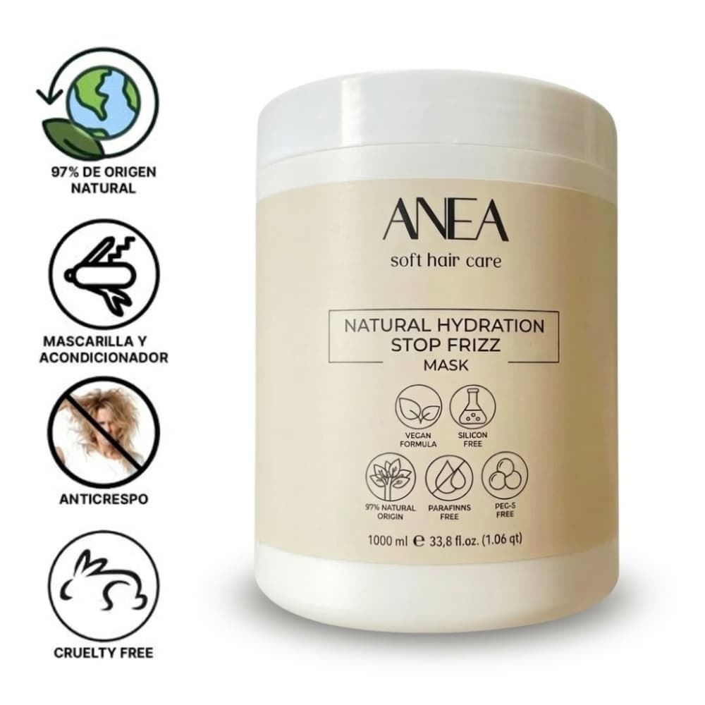 Mascarilla Hidratación Natural Antiencrespamiento – 97% Origen Natural, 1000ml | ANEA - Imagen 2