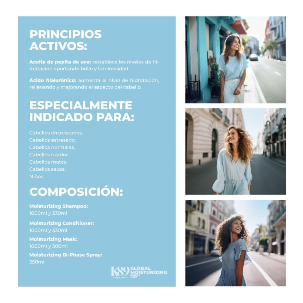 Mascarilla hidratante para pelo seco y normal  Global Moisturizing 300ml | K89 - Imagen 5