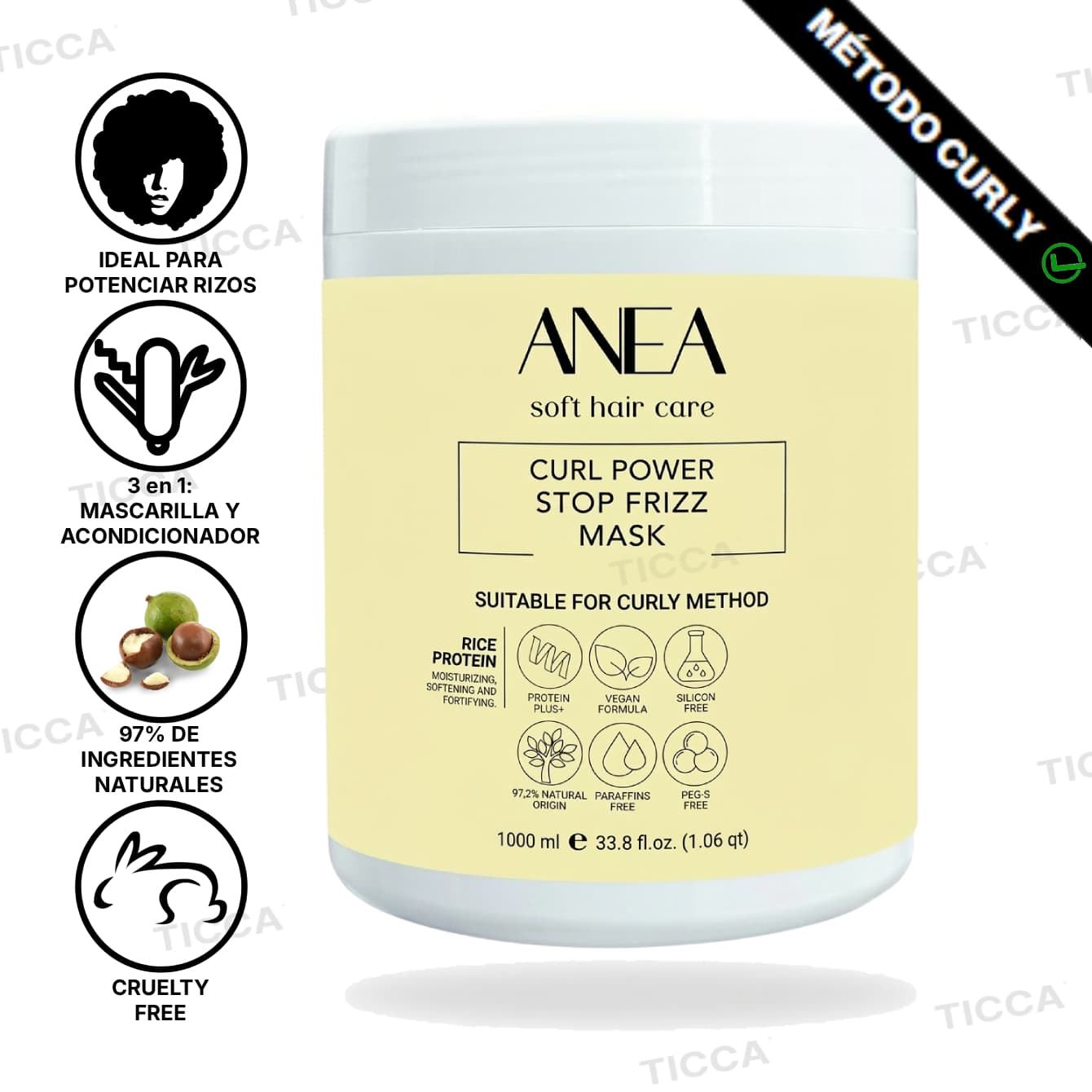 MASCARILLA PARA RIZOS 3 EN 1 "CURL POWER" 1000ml | ANEA - Imagen 1