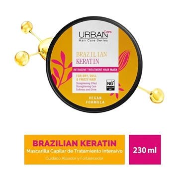 Mascarilla Post Alisado Brazilian Keratin 230ml | Urban Care - Imagen 2