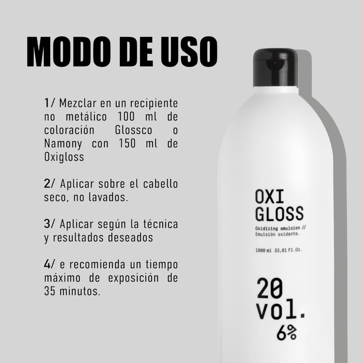 Oxidante en Crema 20 Vol (6%) Oxigloss - 1000ml | Glossco - Imagen 4