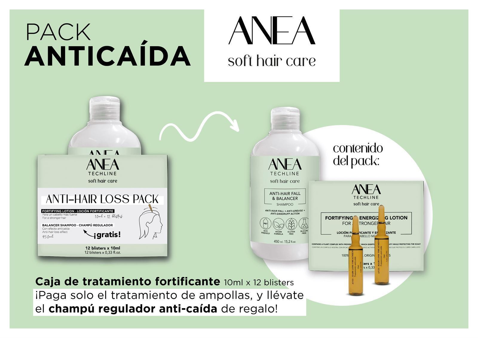 Pack Anticaída del Cabello Ampollas + Champú Anti Hair Loss & Balancer, gratis  | Anea - Imagen 2