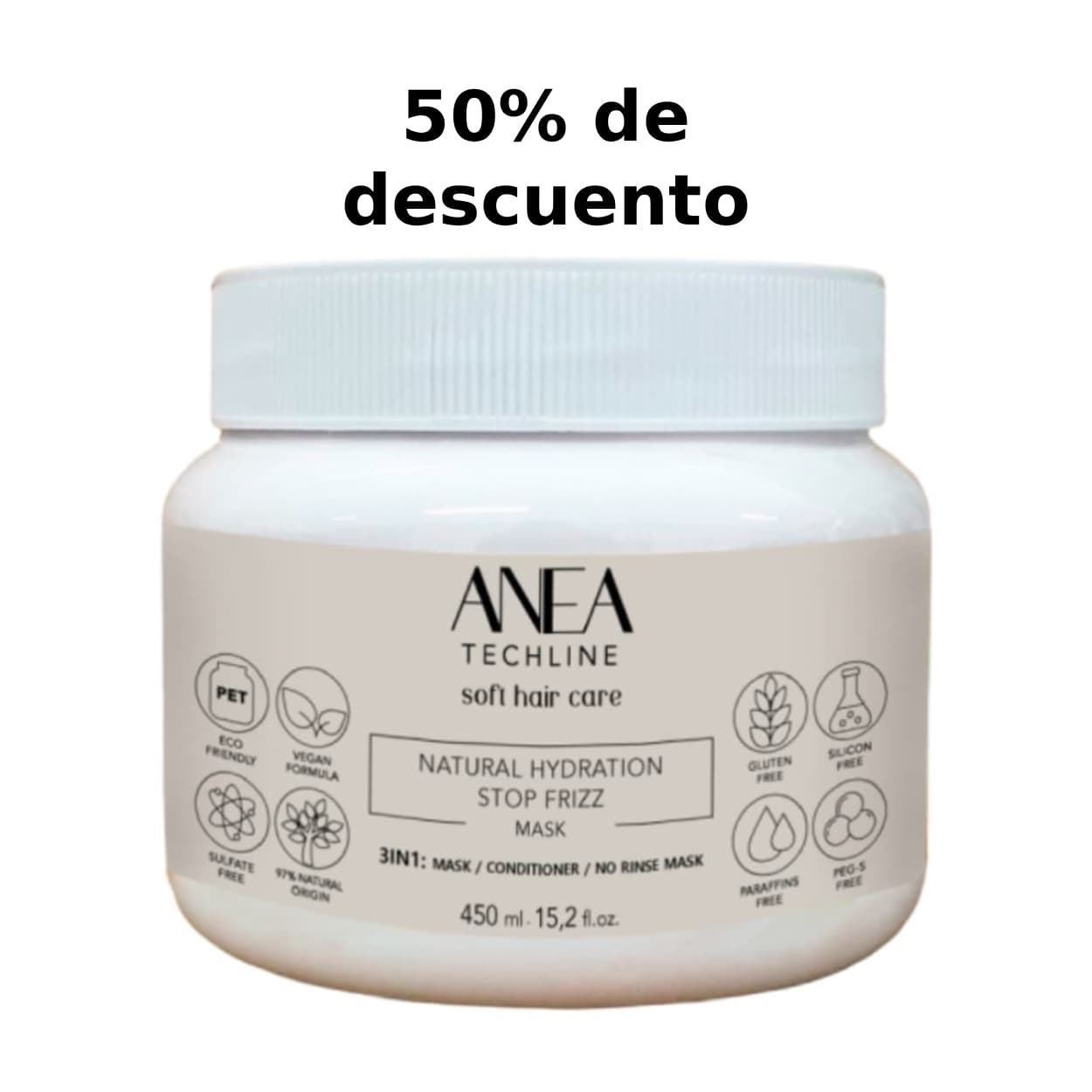 Pack Duo Champu+Mascarilla Hidratacion Natural (450ml+450g) | ANEA TECHLINE - Imagen 4