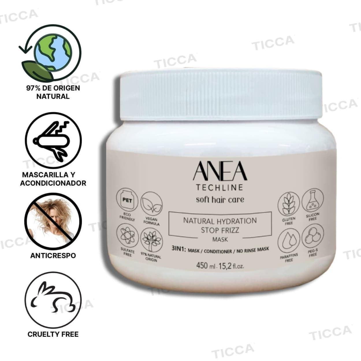 Pack Duo Champu+Mascarilla Hidratacion Natural (450ml+450g) | ANEA TECHLINE - Imagen 8