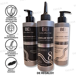 PACK HIDRATACION EXTREMA EFECTO BOTOX CHAMPU+MASCARILLA+ AGUA LAMELAR GRATIS! 300ml| BE TEKNIC - Imagen 1