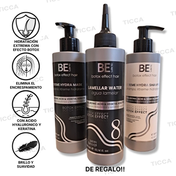 PACK HIDRATACION EXTREMA EFECTO BOTOX CHAMPU+MASCARILLA+ AGUA LAMELAR GRATIS! 300ml| BE TEKNIC - Imagen 1