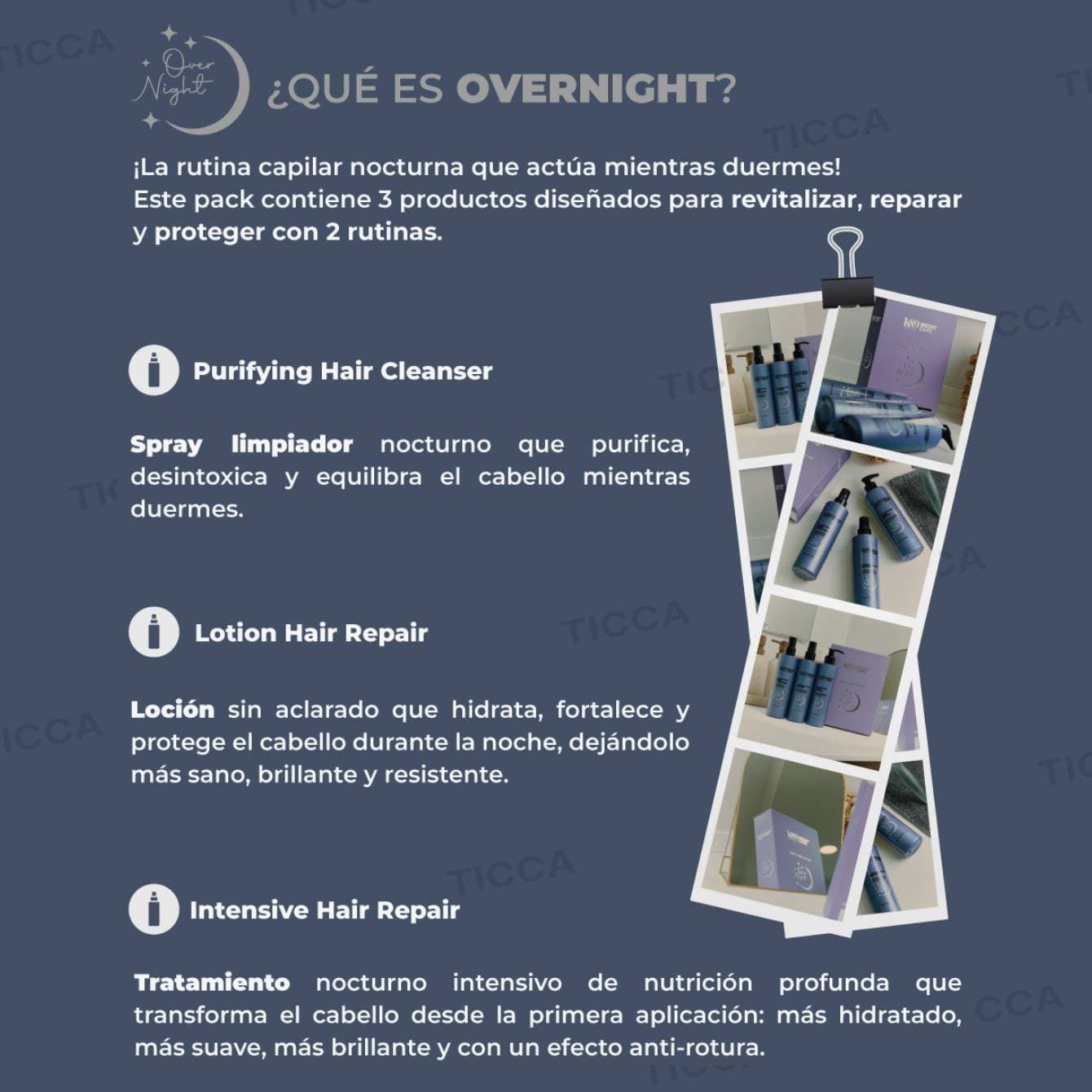 Pack Reparación Capilar Nocturna Over Night Hair Care 3x250ml| K89 - Imagen 3