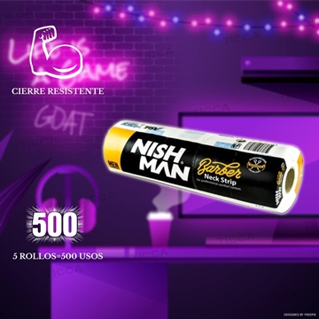 PAPEL CUELLO BLANCO 5 ROLLOS 100 SERVICIOS | NISHMAN - Imagen 1