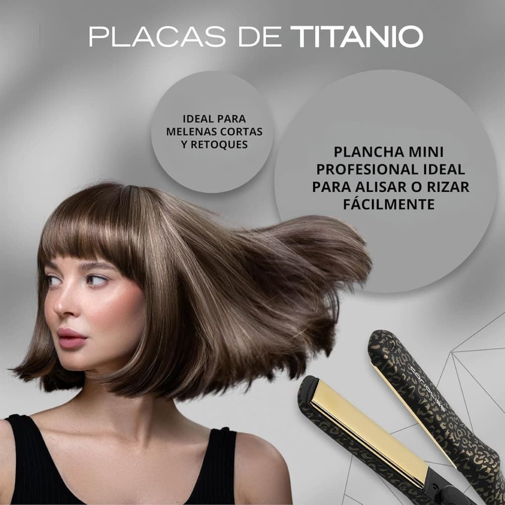 Plancha de Pelo de Viaje C-Trip Gold Leopard 100% Titanio | Corioliss - Imagen 3