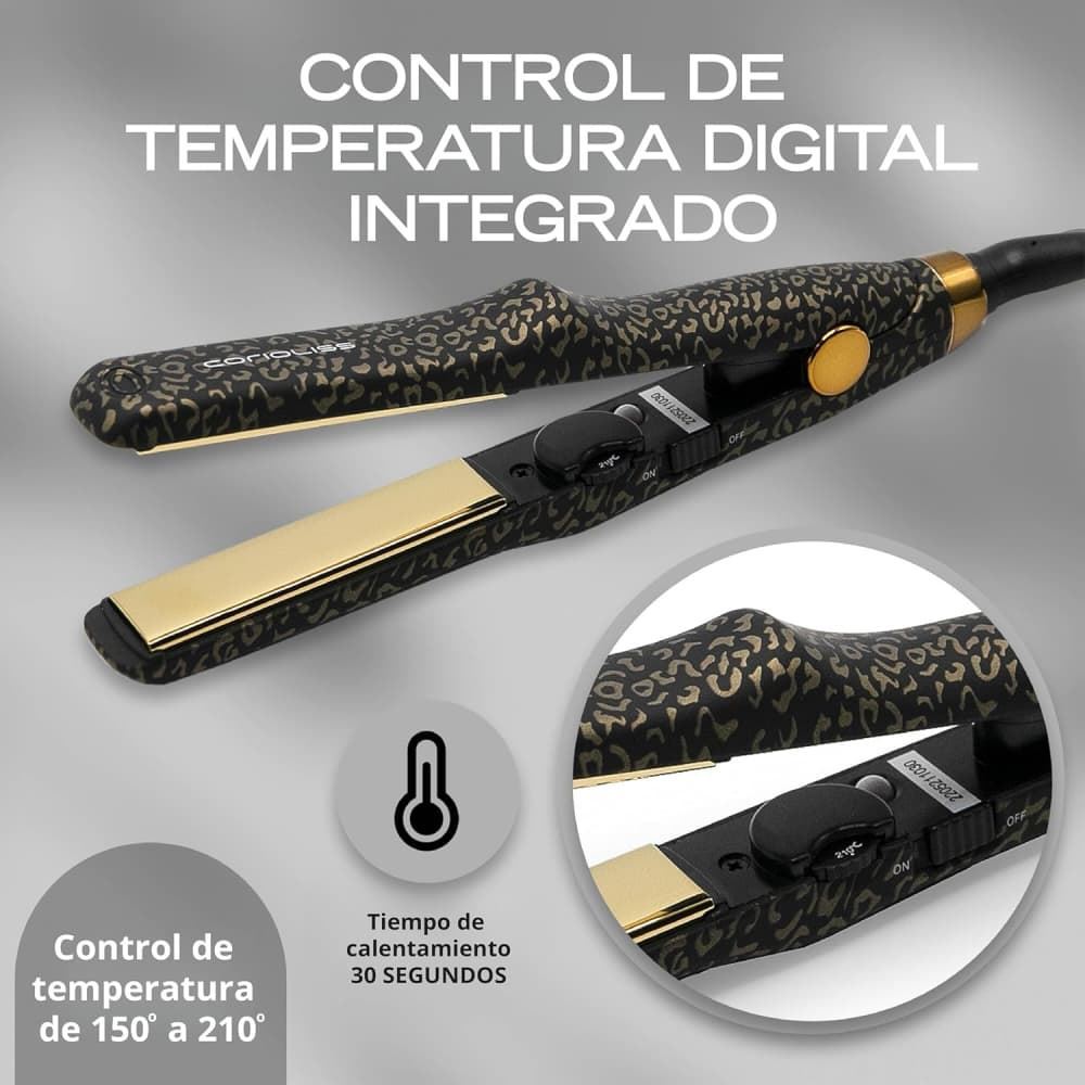 Plancha de Pelo de Viaje C-Trip Gold Leopard 100% Titanio | Corioliss - Imagen 6