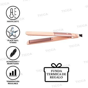 PLANCHA DIGITAL DE TITANIO ROSA ORO 230ºC OLYMPE + FUNDA DE REGALO!   | R&J - Imagen 1