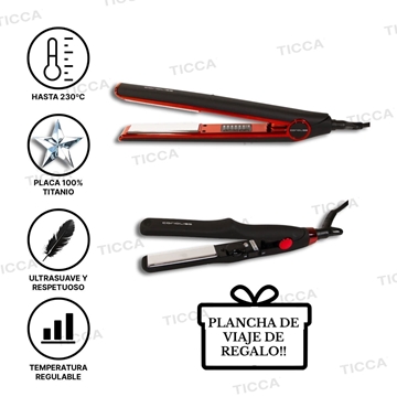 PLANCHA TITANIO C1 BLACK RED + ¡¡PLANCHA DE VIAJE DE REGALO!! | CORIOLISS - Imagen 1
