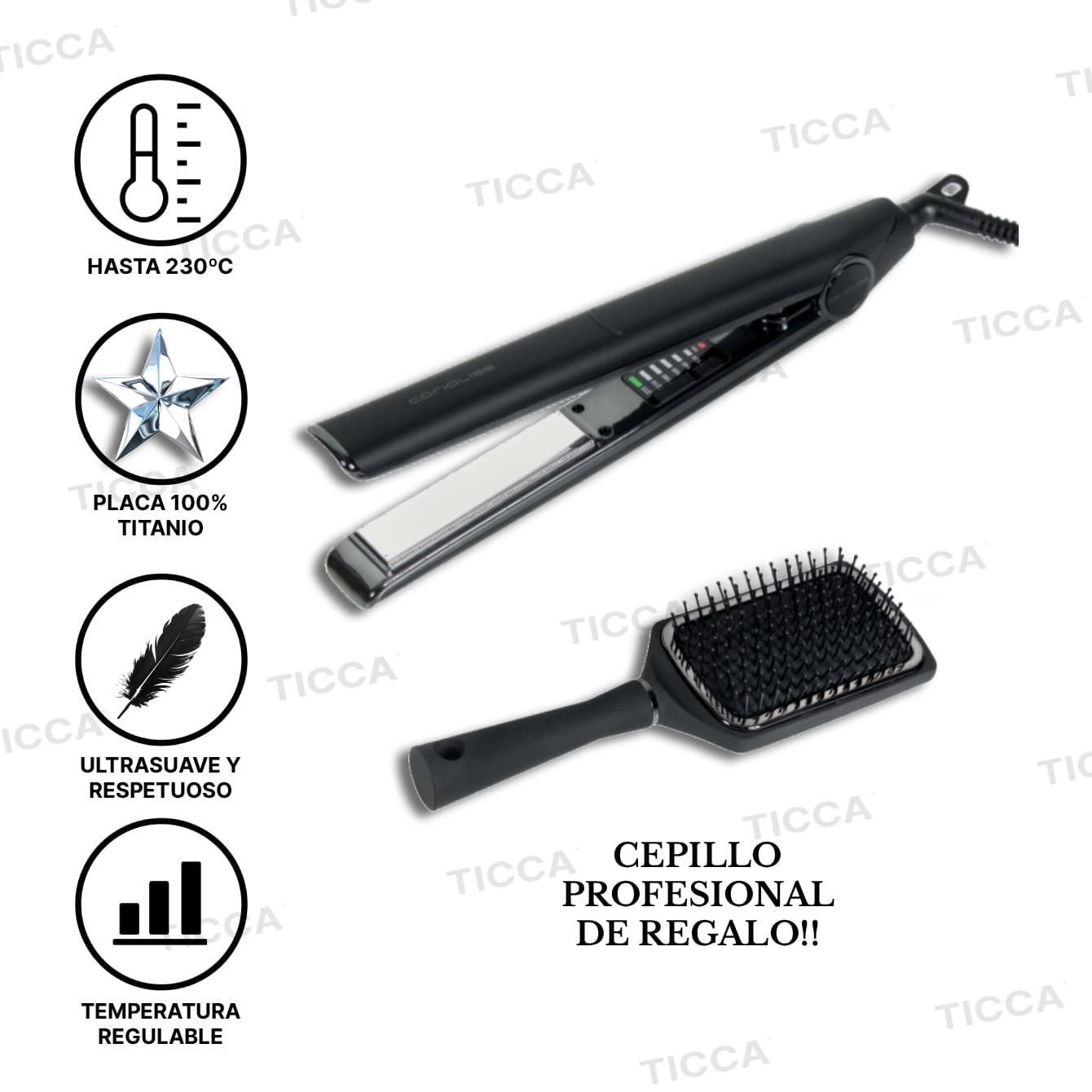PLANCHA TITANIO C1 PLATA + ¡¡CEPILLO DE REGALO!! | CORIOLISS - Imagen 1