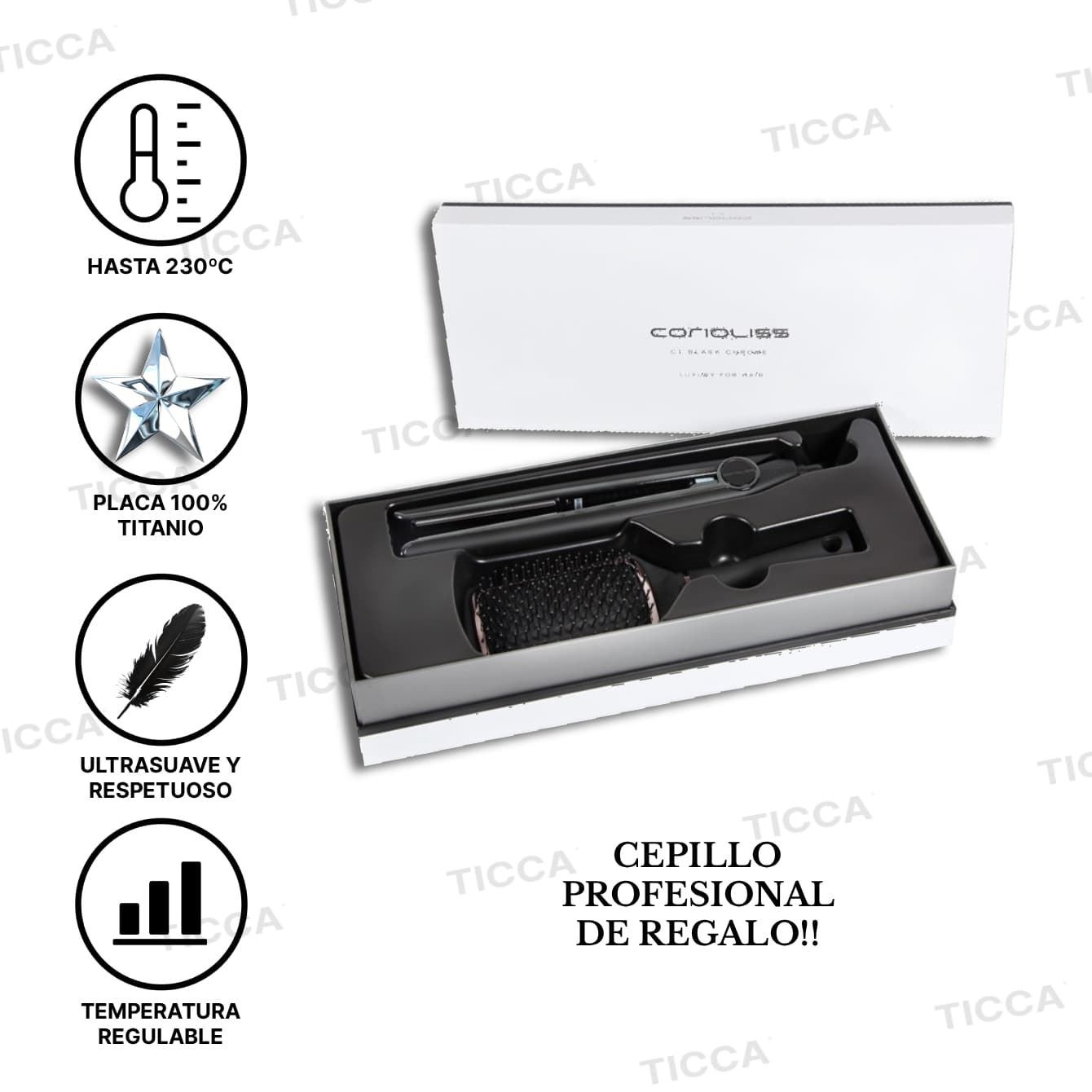 PLANCHA TITANIO C1 PLATA + ¡¡CEPILLO DE REGALO!! | CORIOLISS - Imagen 2