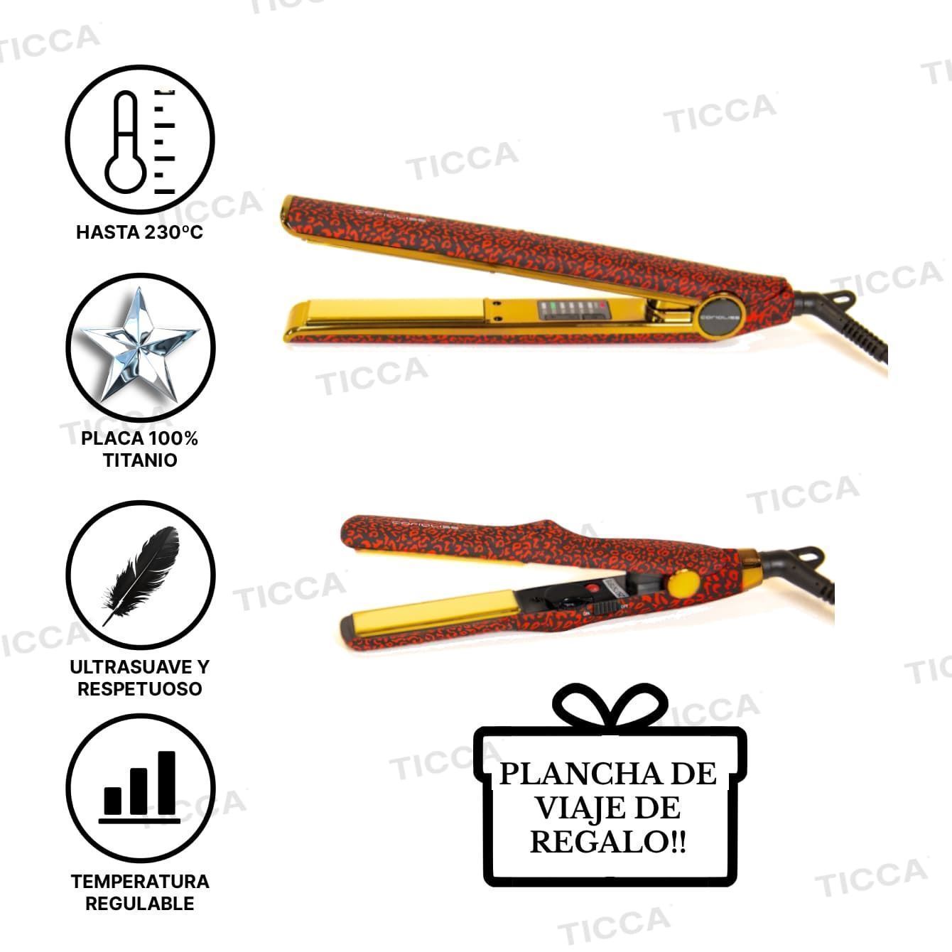 PLANCHA TITANIO C1 RED LEOPARD + ¡¡PLANCHA DE VIAJE DE REGALO!! | CORIOLISS - Imagen 1