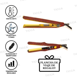 PLANCHA TITANIO C1 RED LEOPARD + ¡¡PLANCHA DE VIAJE DE REGALO!! | CORIOLISS - Imagen 1
