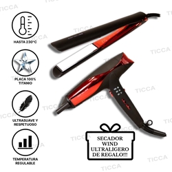 PLANCHA TITANIO C5 BLACK RED + ¡¡SECADOR ULTRALIGERO DE REGALO!! | CORIOLISS - Imagen 1