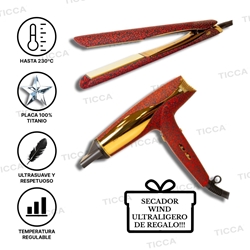 PLANCHA TITANIO C5 RED LEOPARD + ¡¡SECADOR ULTRALIGERO DE REGALO!! | CORIOLISS - Imagen 1