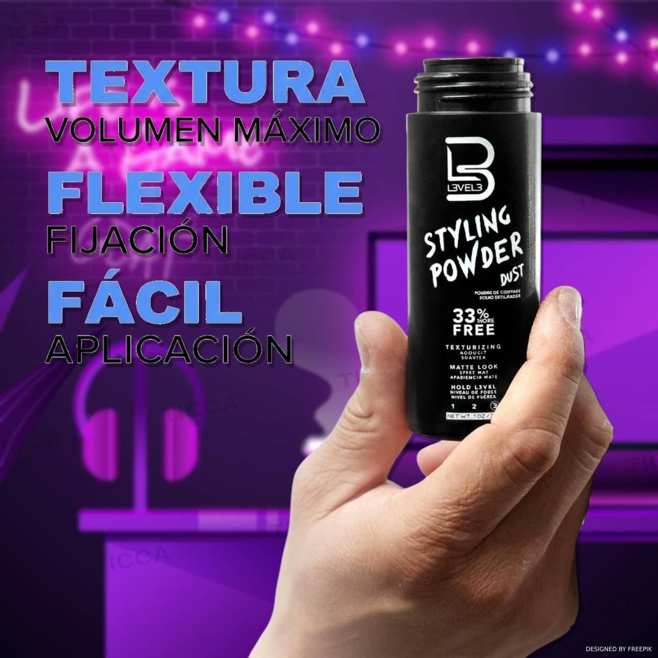 Polvos de Peinado Volumen y Textura Fuertes - Styling Powder - (30g) | L3VEL3 - Imagen 8