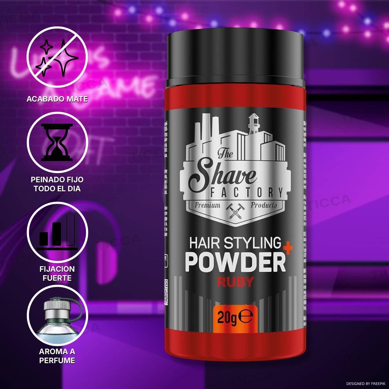POLVOS DE VOLUMEN FUERTES RUBY 20g | THE SHAVE FACTORY - Imagen 1