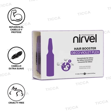 PROTECTOR DECOLORACION CON PLEX ANTIAMARILLOS "HAIR BOOSTER DECO VIOLET PLEX" 12x10ml | NIRVEL PROFESIONAL - Imagen 1