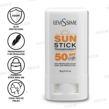 PROTECTOR SOLAR FACIAL EN STICK 50SPF SUN STICK 20g | LEVISSIME - Imagen 1