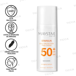 PROTECTOR SOLAR FACIAL STARSUN 50SPF 50ml | MAYSTAR - Imagen 1