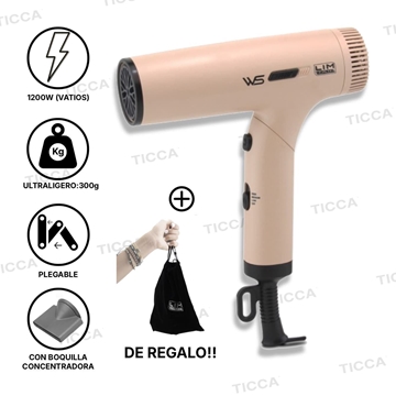 Secador de Viaje Profesional WS 1200W Plegable Canela | Lim Hair - Imagen 1