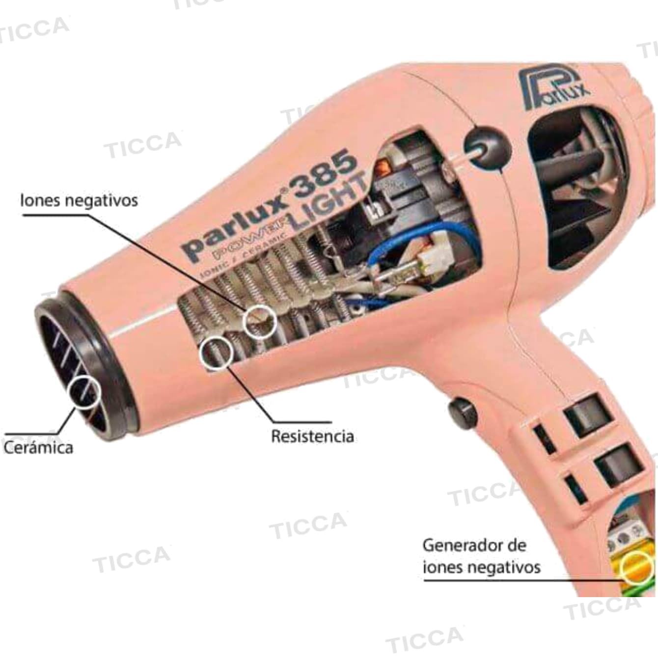 SECADOR PROFESIONAL 385 POWER LIGHT 2150W NEGRO | PARLUX - Imagen 3