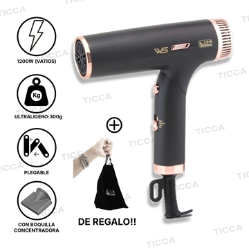 Secador Viaje Profesional WS 1200W Plegable Negro | Lim Hair - Imagen 1