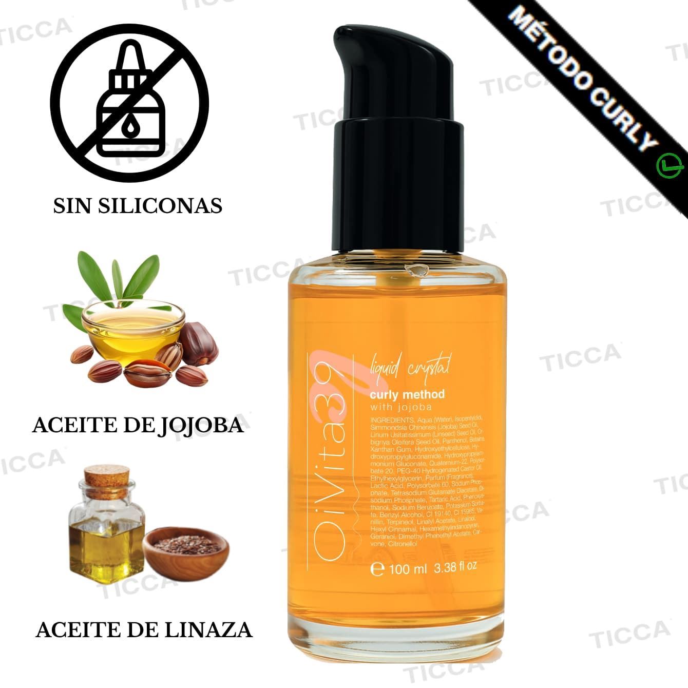 SERUM NUTRITIVO CURLY PARA CABELLO SECO Y QUEBRADIZO 100ml LIQUID CRYSTALS - Imagen 1