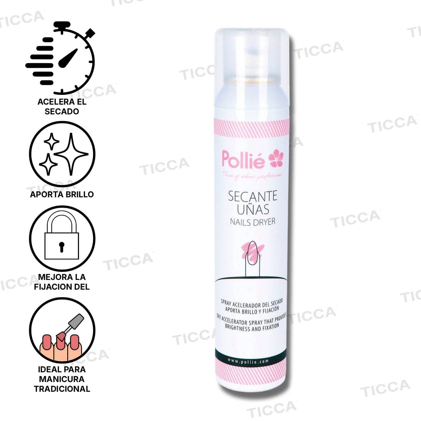 SPRAY ACELERADOR SECANTE DE UÑAS 200ml | POLLIE - Imagen 1