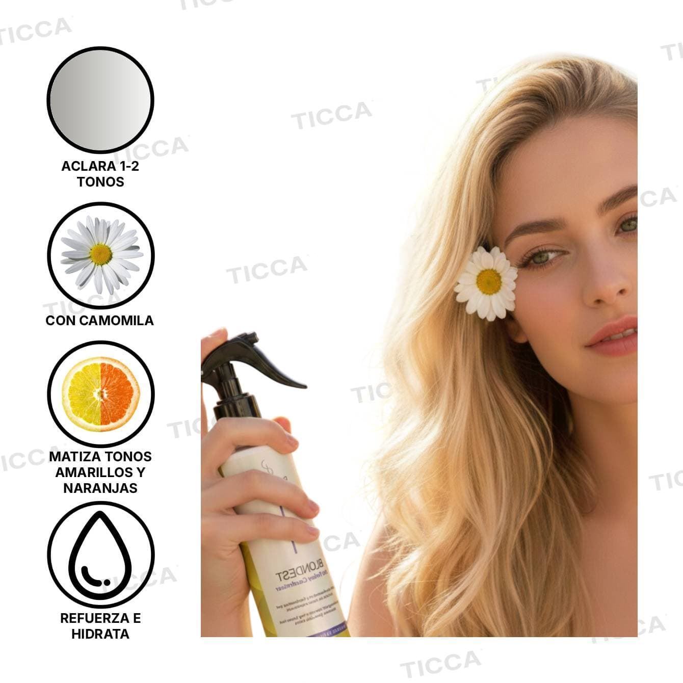 SPRAY ACONDICIONADOR ACLARANTE DE PELO "BLONDEST" 200ml | PROFESIONAL COSMETICS - Imagen 2